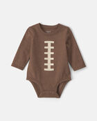 Baby Boy Football Long-Sleeve Graphic Bodysuit - Brown, image 1 of 3 slides