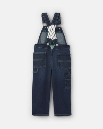 Toddler Elastic Strap Denim Overalls - Dark Wash, 