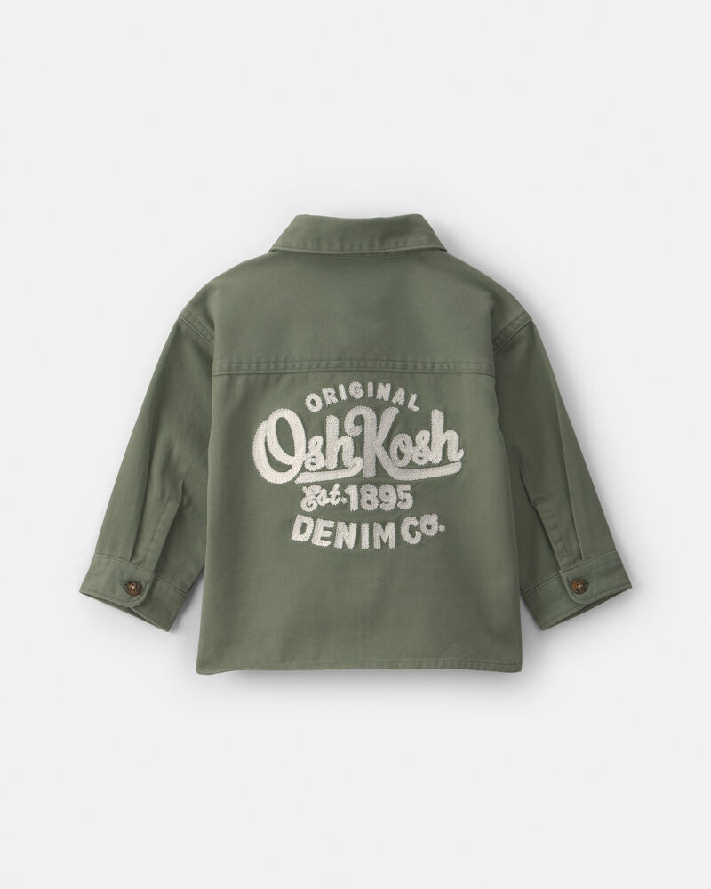 Baby Boy OshKosh Logo Twill Button-Down Shirt - Green, image 2 of 5 slides