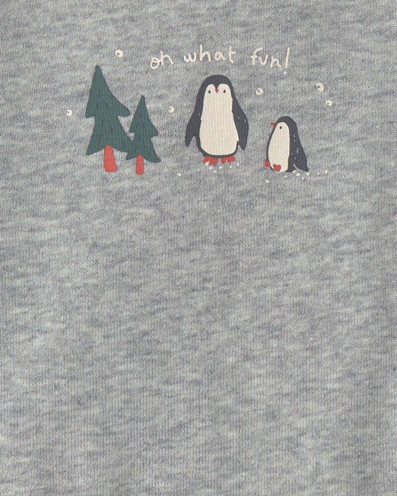 B&eacute;b&eacute; gar&ccedil;on - Ensemble 3 pi&egrave;ces cache-couches manches longues et pantalon &agrave; motif pingouin &ndash; Vert/Gris/Cr&egrave;me, image 3 sur 5 diapositives