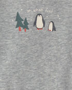 B&eacute;b&eacute; gar&ccedil;on - Ensemble 3 pi&egrave;ces cache-couches manches longues et pantalon &agrave; motif pingouin &ndash; Vert/Gris/Cr&egrave;me, image 3 sur 5 diapositives