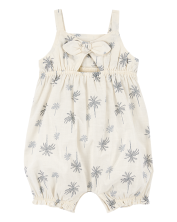 Baby Palm Tree Cotton Romper - Ivory, 