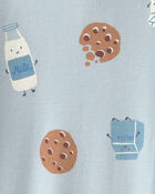 Baby Boy Milk & Cookies 100% Cotton 2-Way Zip Sleeper - Blue, image 4 of 5 slides