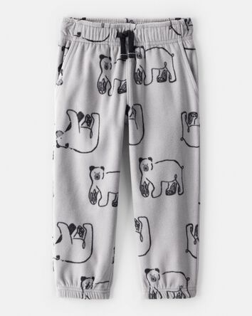 Toddler Boy Polar Bear Fleece Joggers - Grey, 