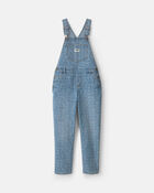Girls Alphabet Denim Overalls - Medium Wash, image 1 of 6 slides