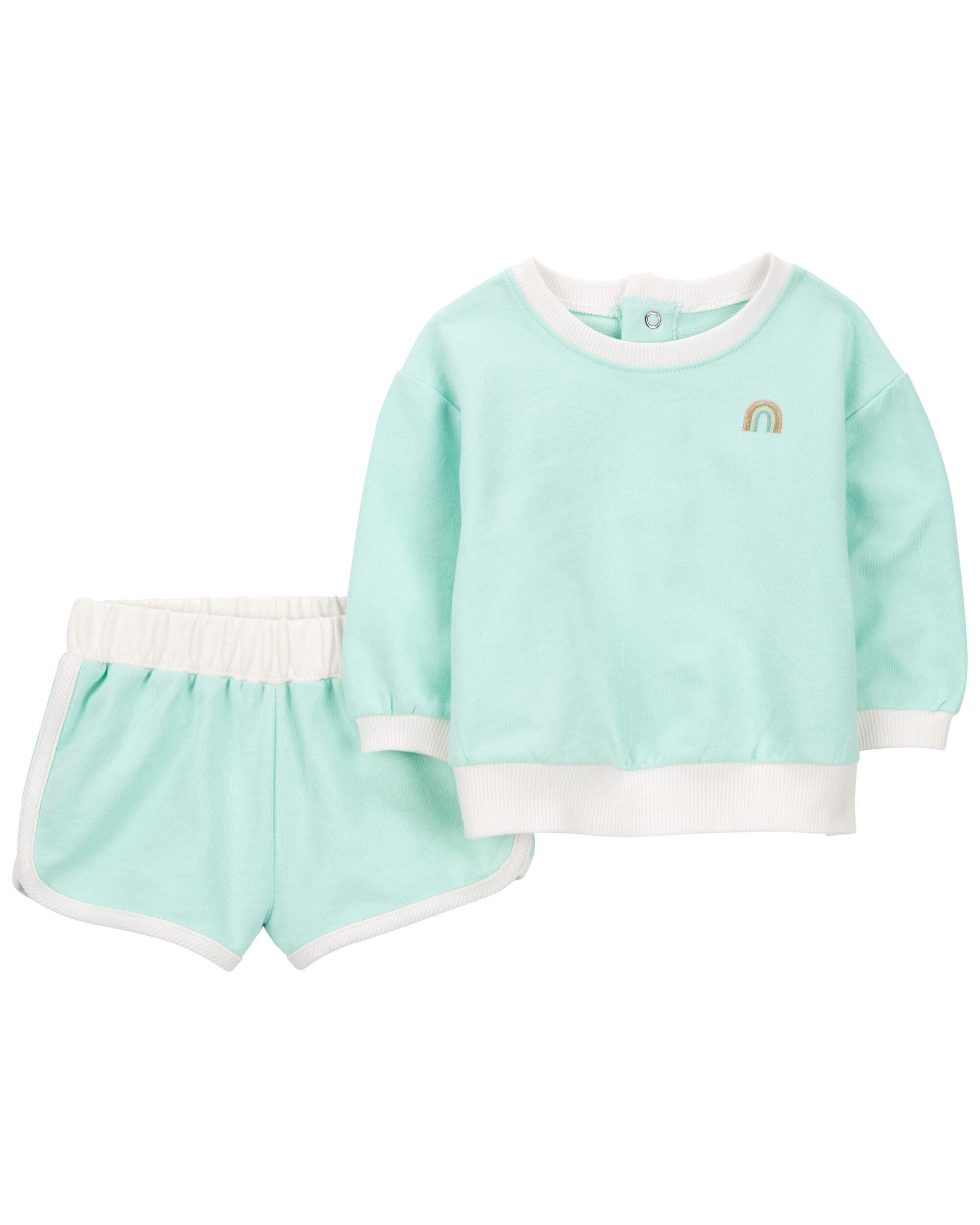 Mint Baby 2 Piece Rainbow Sweatshirt Short Set Carter s Oshkosh Canada