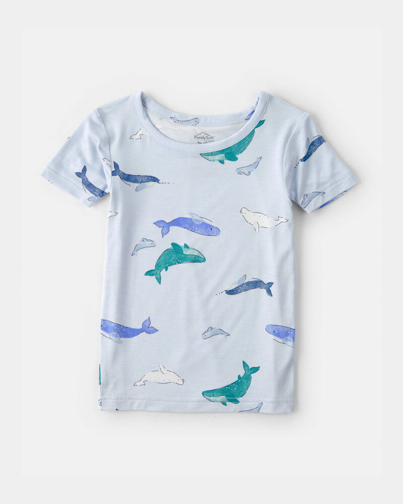 Toddler Boy Whale PurelySoft Short-Sleeve Snug Fit 2-Piece Pyjama Set - Blue, image 2 of 7 slides