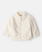 Baby Girl Sherpa Zip-Up Jacket - Ivory, image 1 of 4 slides