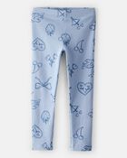 Toddler Girl Bow Icon Pull-On Stretch Leggings - Blue, image 1 of 4 slides