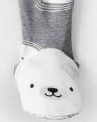 Baby Boy Polar Bear Cotton Snug Fit 2-Way Zip Footie 1-Piece Pyjamas - Grey, image 4 of 5 slides
