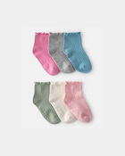 Toddler Girl 6-Pack Lettuce Edge Ankle Socks, image 1 of 2 slides