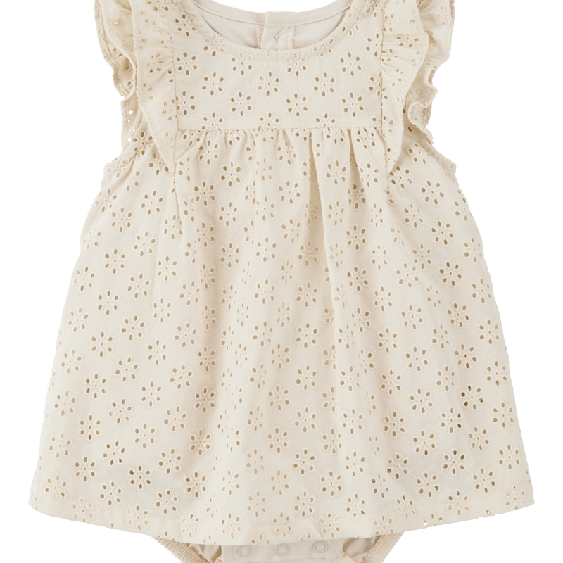 Ivory Baby Solid Cotton Dress - Cream | Carter’s Oshkosh Canada