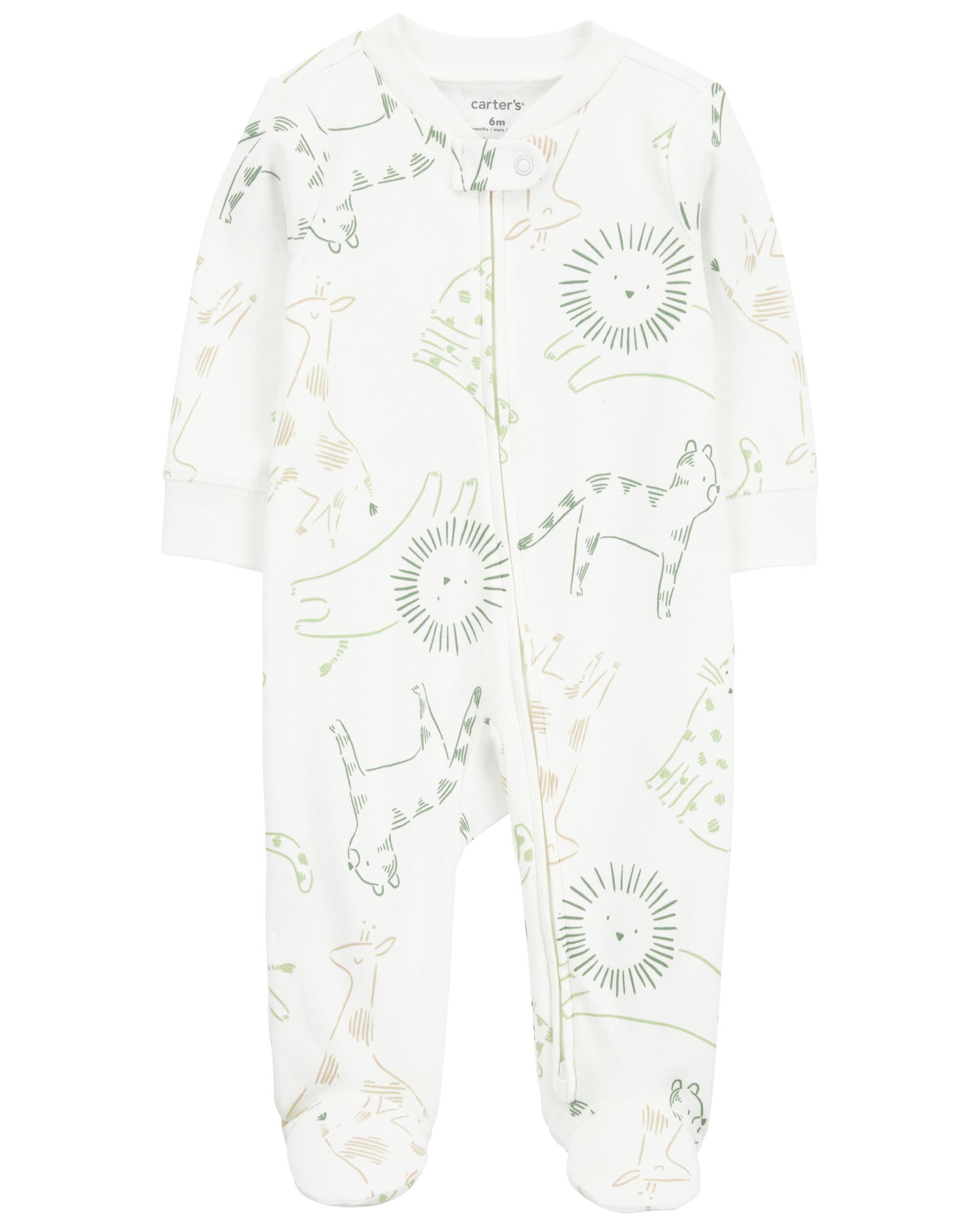 Baby Animal Print Snap Up Cotton Sleeper Pyjamas