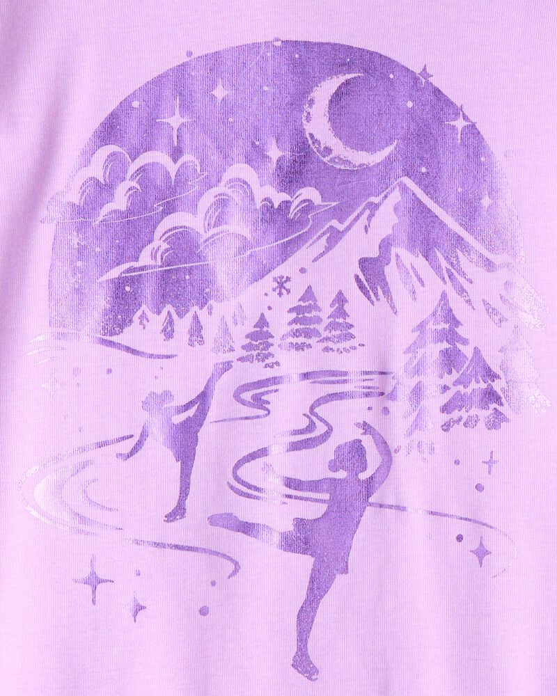 Girls Ice Skates 100% Cotton Snug Fit 4-Piece Pyjamass - Purple, image 2 of 4 slides