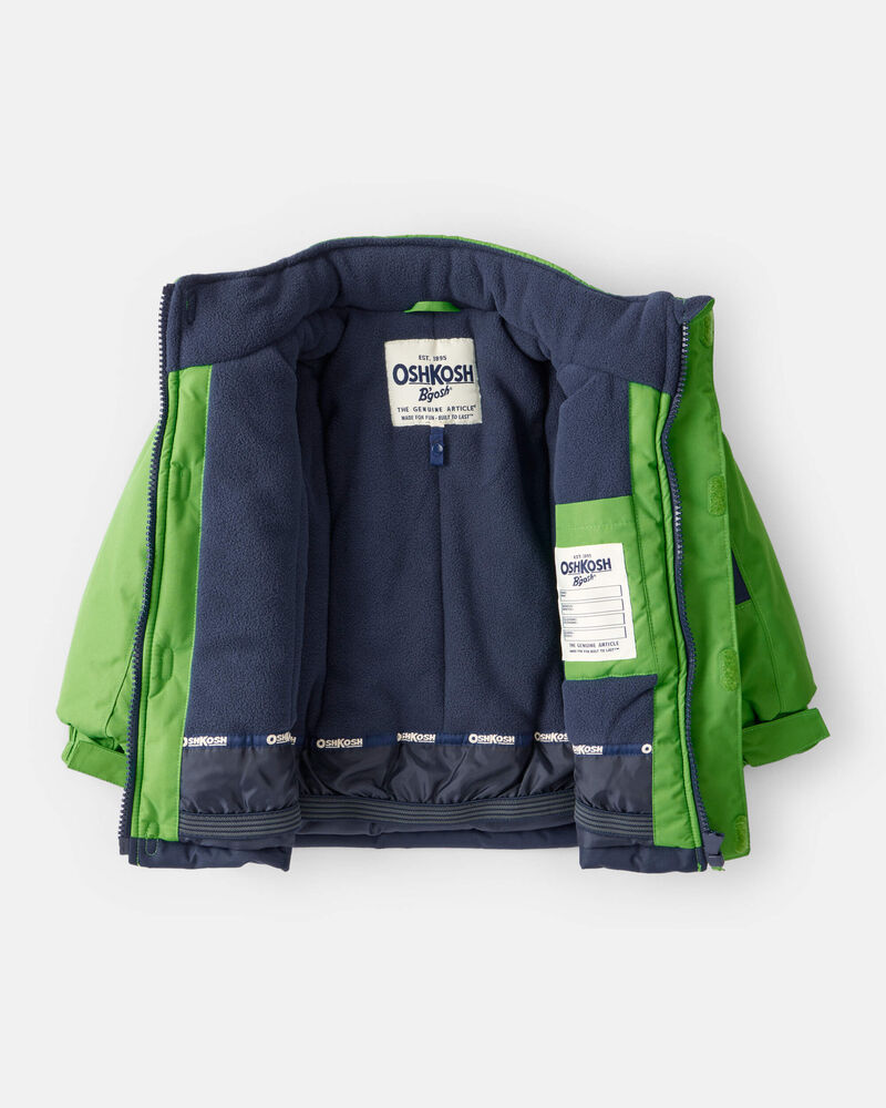 Toddler Boy 2-Piece Taslan Colorblock Snowsuit Set - Green, image 3 of 13 slides