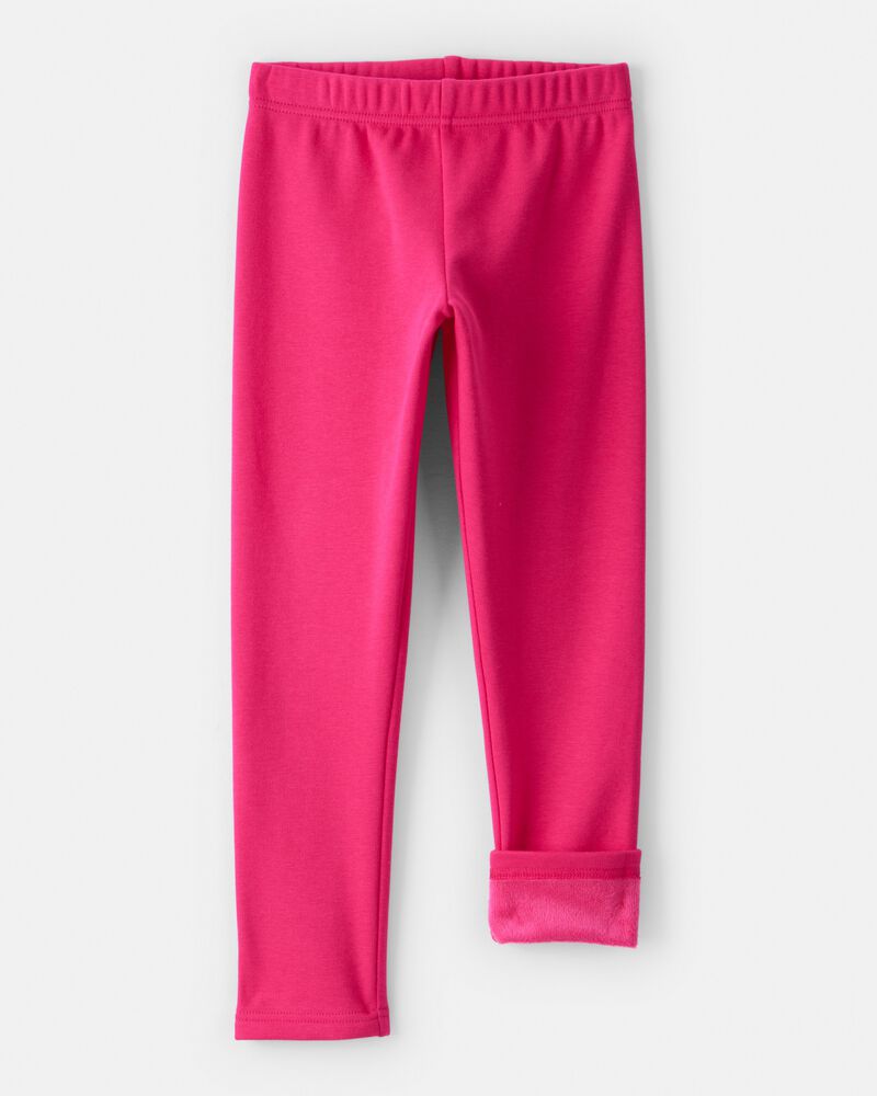 Kid Pull-On Stretch Cozy Leggings - Pink, image 3 of 5 slides