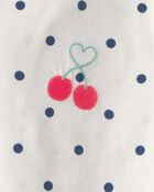Girls 2-Piece Cherry Polka Dots Tee & Pant Set - Blue/Ivory, image 4 of 5 slides