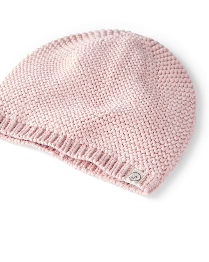 B&eacute;b&eacute; fille - Bonnet en tricot de coton biologique, image 2 sur 2 diapositives