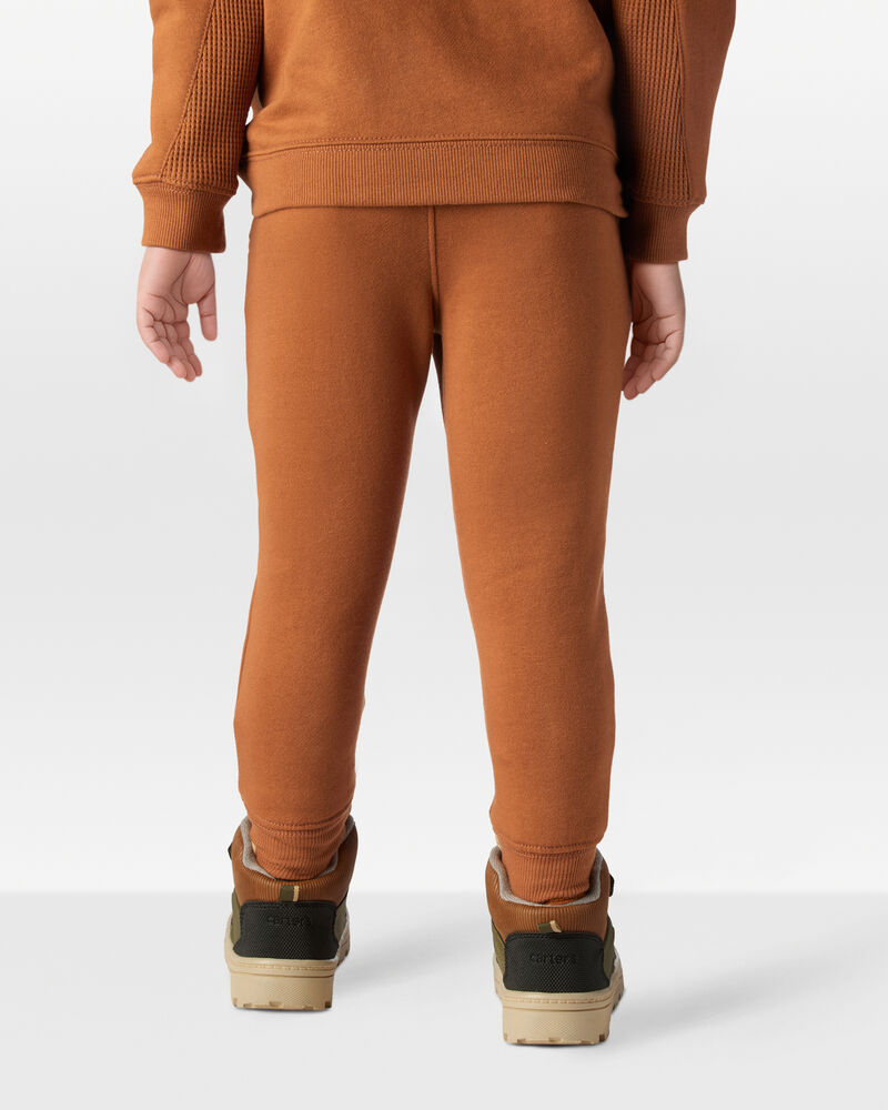 Toddler Boy Solid Fleece Cotton Jogger - Brown, image 4 of 6 slides