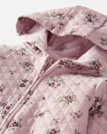Baby Quilted Double Knit Floral Pram Made with Organic Cotton, 