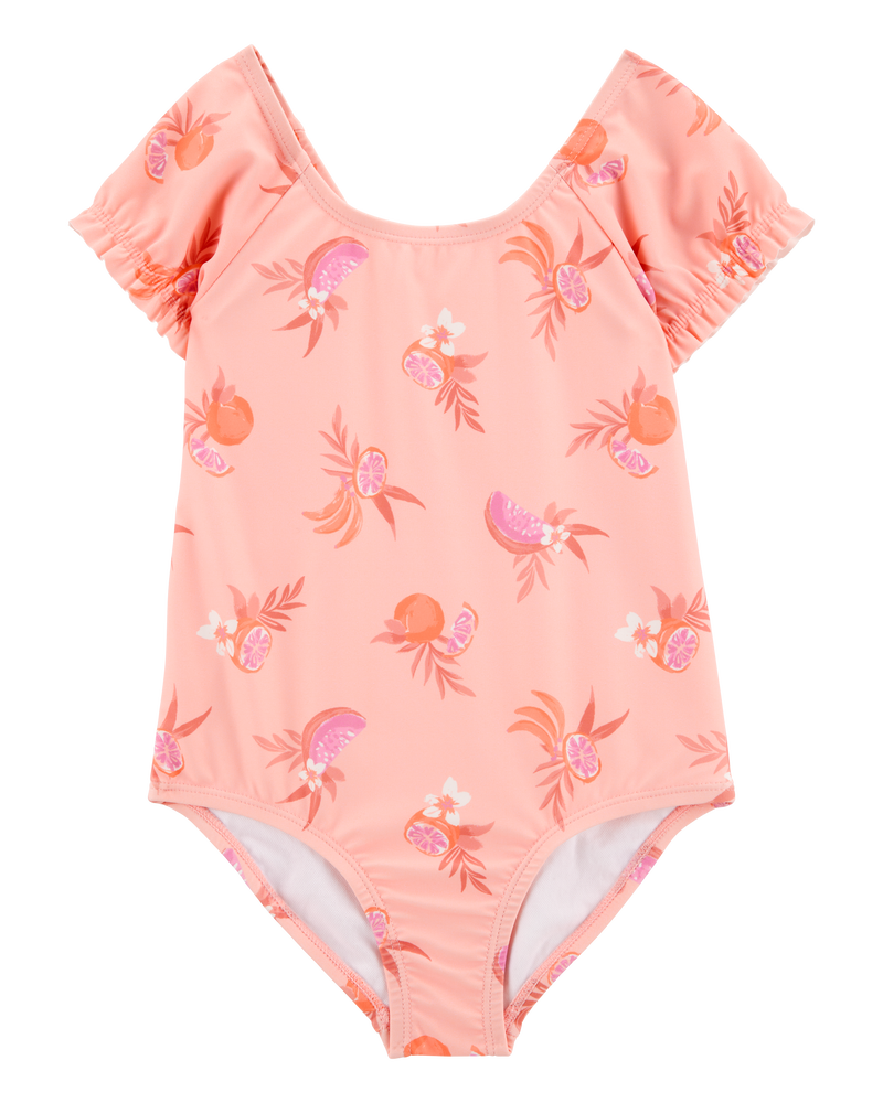 Toddler 1-Piece Fruit Swimsuit-Coral, image 1 of 4 slides