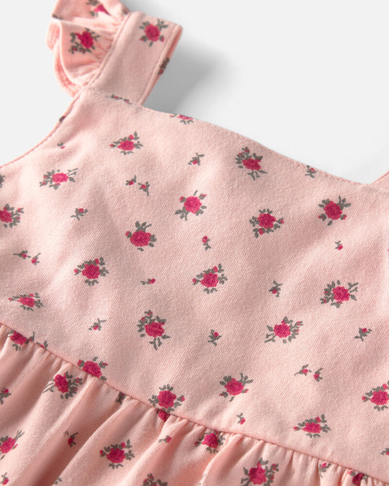 Baby Girl Organic Cotton Floral Tiered Dress, image 5 of 6 slides