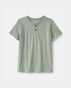 Gar&ccedil;ons - T-shirt henley uni - Vert, image 1 sur 2 diapositives