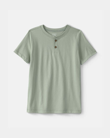 Gar&ccedil;ons - T-shirt henley uni - Vert, 