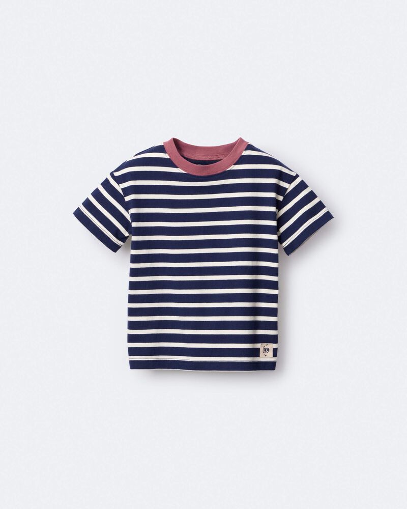 Toddler Striped Short-Sleeve Relaxed Subway Tee - Navy, image 5 of 6 slides