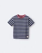 Toddler Striped Short-Sleeve Relaxed Subway Tee - Navy, image 5 of 6 slides