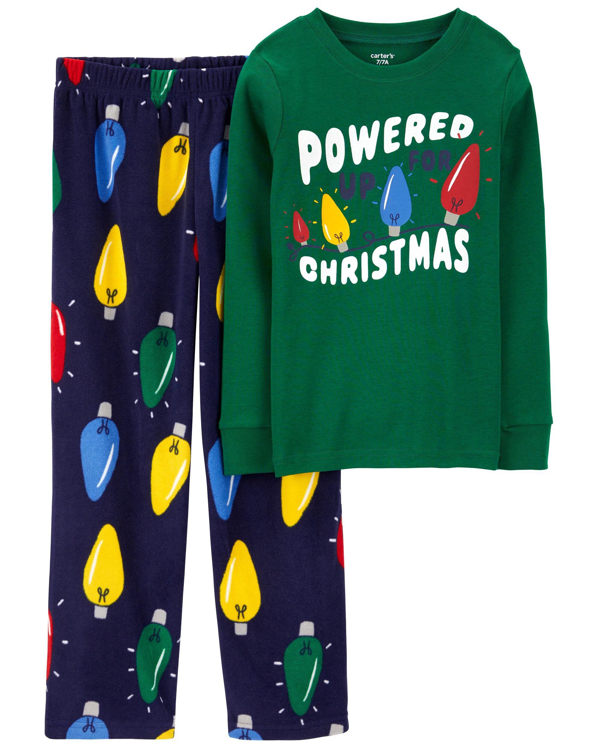 Kids Girls Kid 2 Piece Christmas Lights Cotton Velboa Pyjamas 14 Carter s