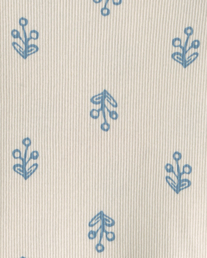 Toddler Girl Floral Ribbed Tee - Ivory, image 2 of 3 slides