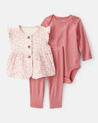 Baby 3-Piece Floral Little Vest Set, image 1 of 5 slides