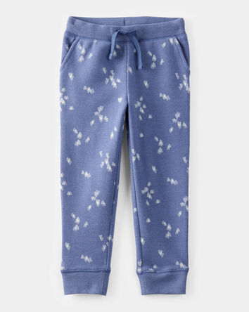 Toddler Girl Heart Print French Terry Drawstring Joggers - Blue, 