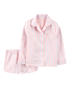 Toddler Striped Loose Fit 2-Piece Pyjamas - Purple, image 1 of 3 slides