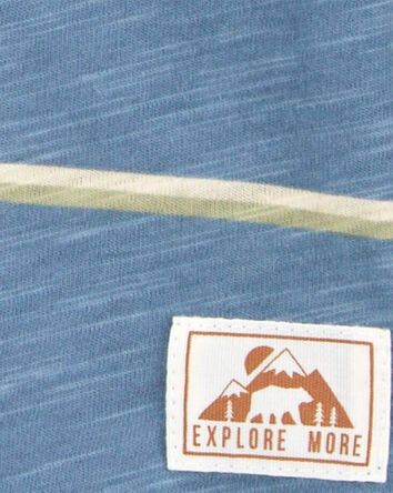 Baby Striped Cotton Blend Long-Sleeve Henley - Blue, 