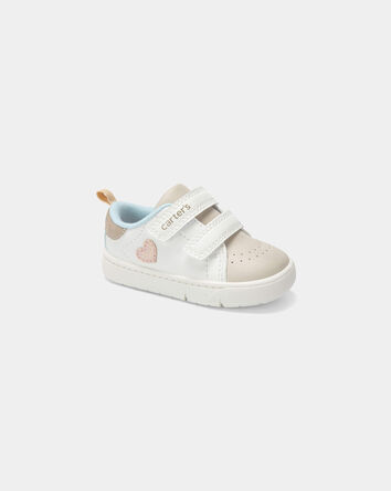 Baby Girl Every Step&reg; First Walker Heart Casual Shoes - White/Tan, 