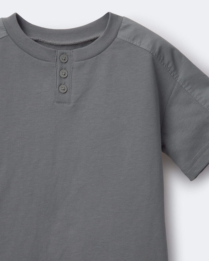 Toddler Boy Henley Tee - Dark Grey, image 2 of 2 slides