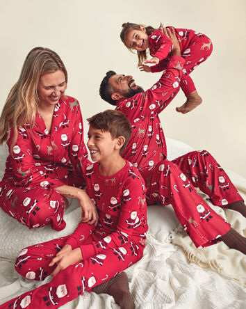 Baby 2-Piece Beige Santa Christmas 100% Cotton Snug Fit Pyjama Set - Red, 