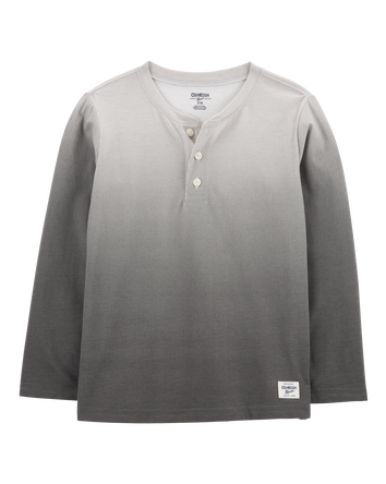 Kid Ombre Long-Sleeve Henley Shirt - Gray, 