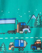 Toddler Boy Truck 100% Cotton Snug Fit 4-Piece Pyjamas - Green, image 2 of 4 slides