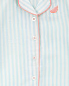 Kid Striped Loose Fit 2-Piece Pyjamas - Mint, image 3 of 4 slides