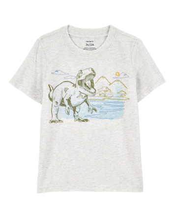 Toddler Dinosaur Knit Short-Sleeve Tee - Gray, 