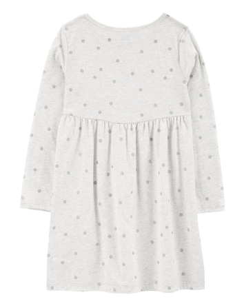 Kid Glitter Polka Dot Long-Sleeve Jersey Dress, 