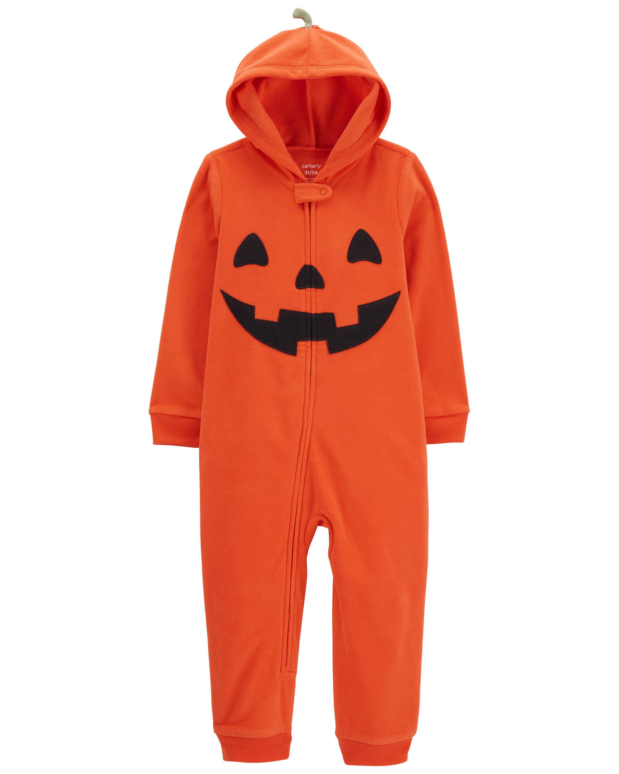 Toddler Halloween Jack O Lantern Hooded Jumpsuit
