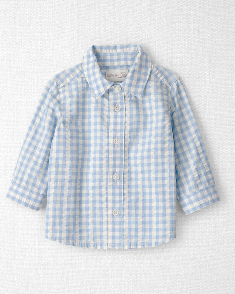 Baby Boy Gingham Button-Front Shirt Made with Organic Cotton, image 1 of 4 slides