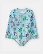 Toddler Girl Bluey&trade; 1-Piece Rashguard Swimsuit - Blue, image 1 of 3 slides