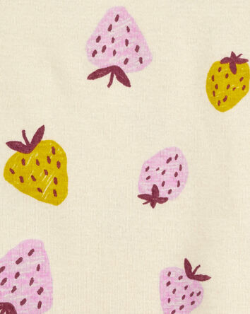 Pyjama 4 pièces en coton ajusté à motif de fraises, 