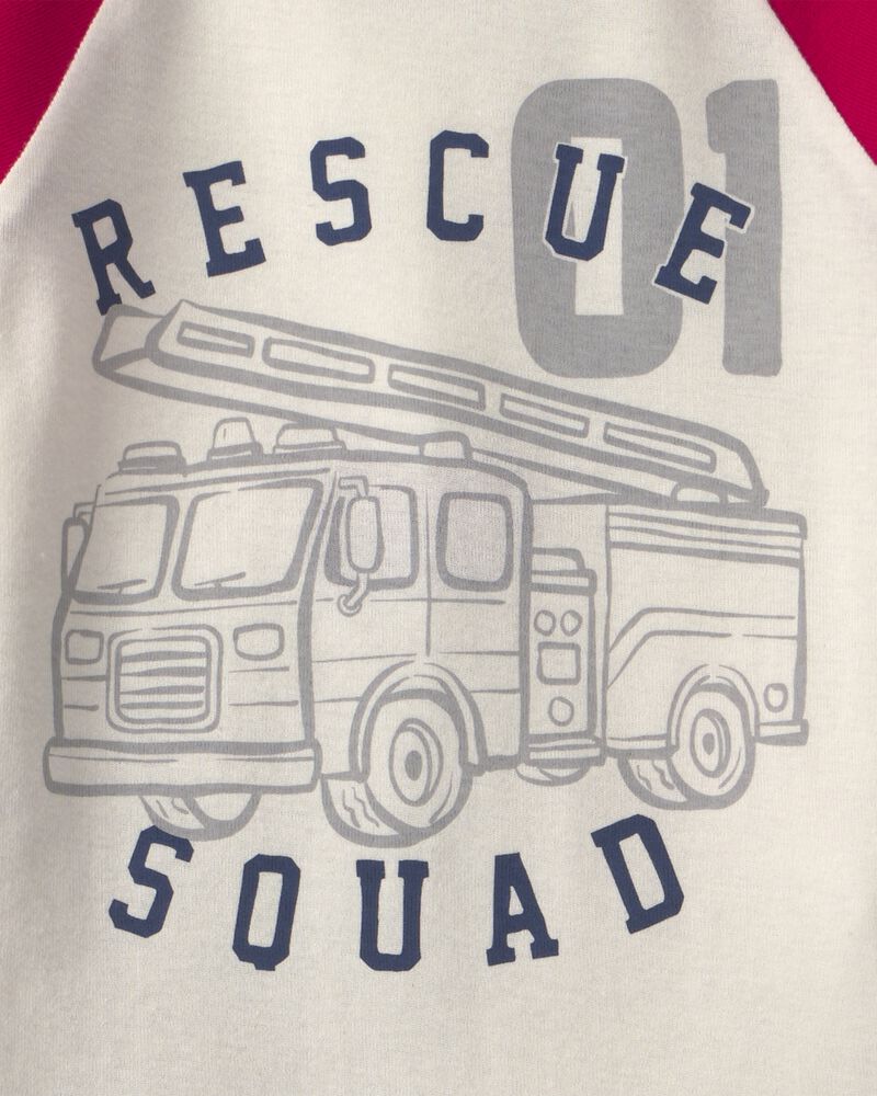 Tout-petit gar&ccedil;on - Pyjama ajust&eacute; 4 pi&egrave;ces en 100&nbsp;% coton &laquo;Rescue Squad&raquo; - Rouge/Cr&egrave;me, image 2 sur 4 diapositives