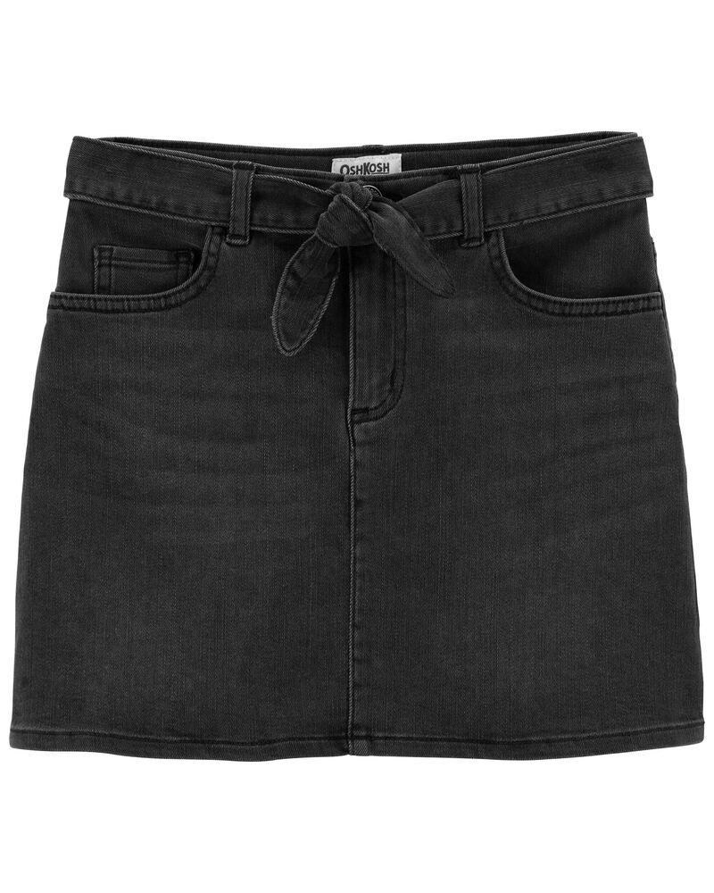 Black Belted Jean Skirt
